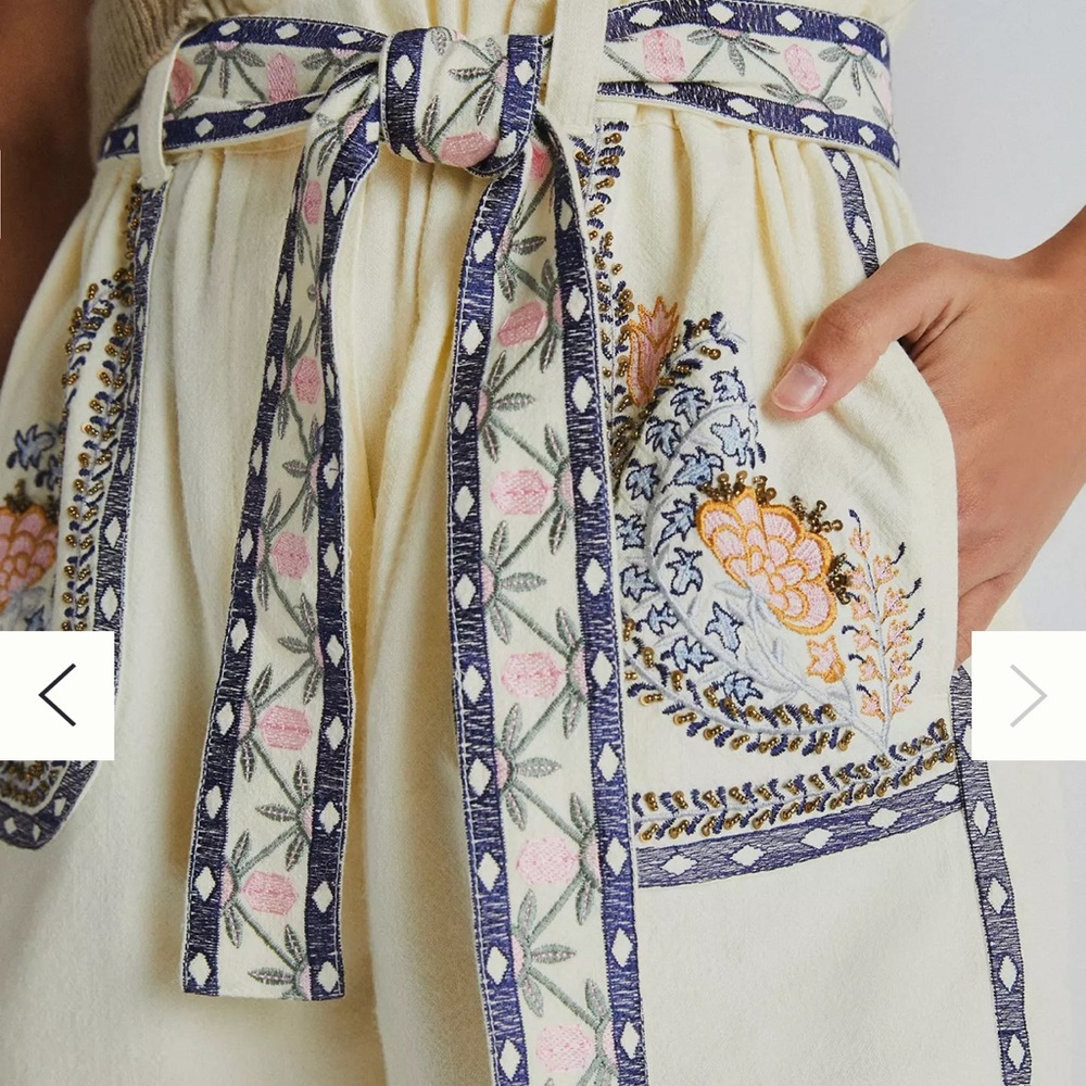 Anthropologie Annaleigh Embroidered Shorts